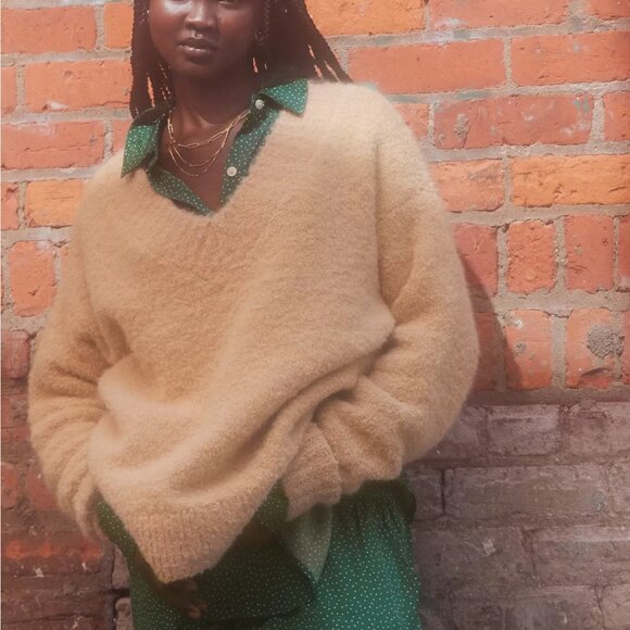 Aerie Teddy Boucle Sweater - Tan - Picture 3 of 6